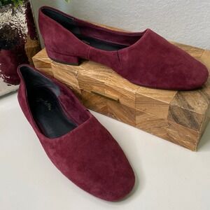 Seychelles Anthropologie Role Wine Suede Leather Low Heel Slip On Loafers SZ 7.5